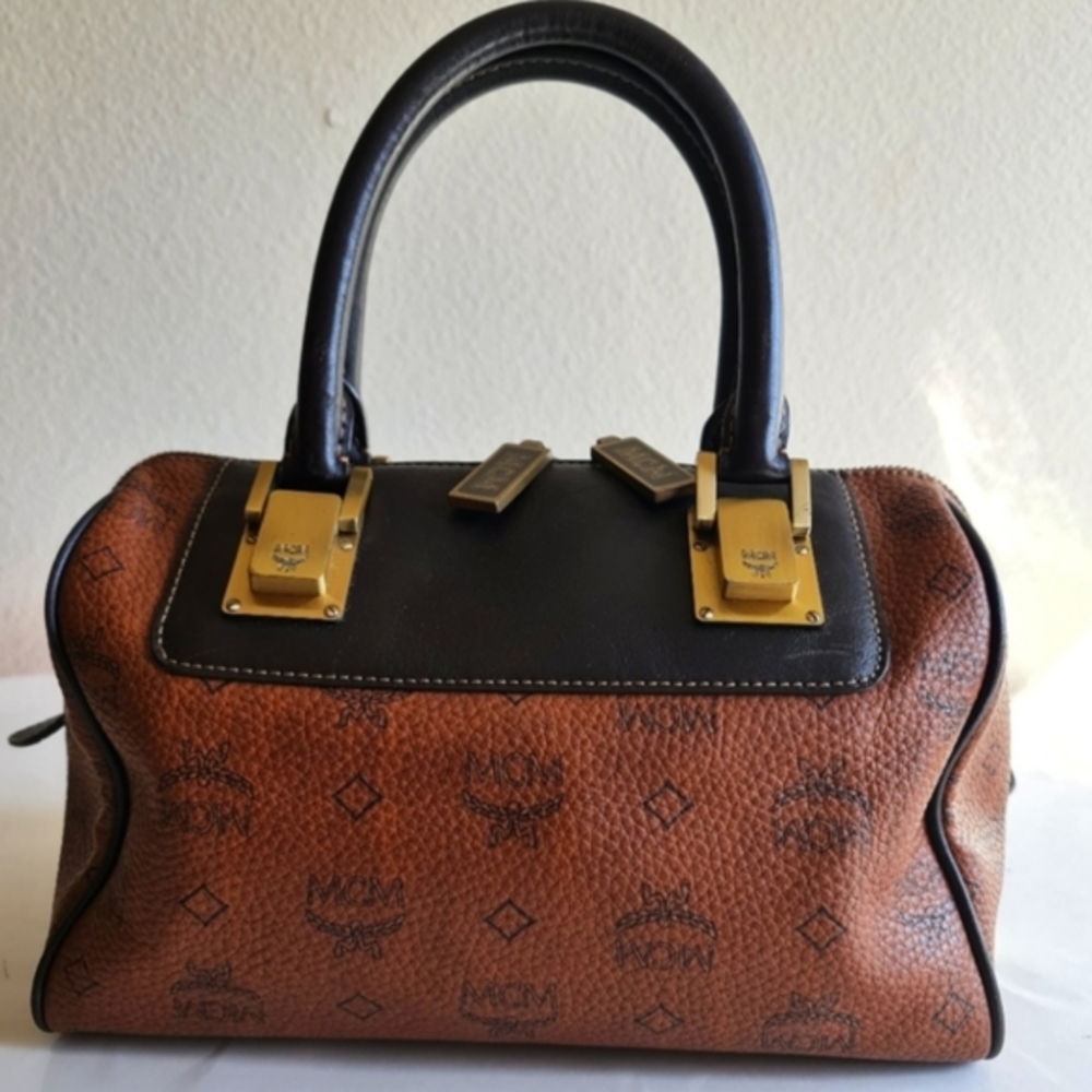 VINTAGE MCM Brown Boston shaped Bag